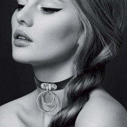 COLLIER CUIR NOIR DOUBLE CERCLE DE "BIJOUX POUR TOI"