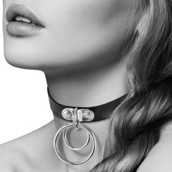 COLLIER CUIR NOIR DOUBLE CERCLE DE "BIJOUX POUR TOI"