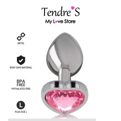 PLUG ANAL ARGENTE COEUR ROSE TAILLE L DE "INTENSE"