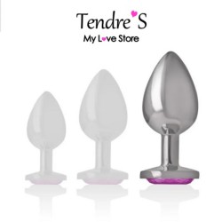 PLUG ANAL ARGENTE CRISTAL VIOLET TAILLE L DE "INTENSE"