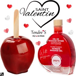 GEL DE MASSAGE INTIME GOURMAND POMME D AMOUR ET CHAUFFANT DE EXSENS