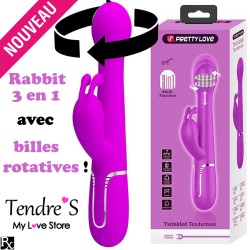 Love toys RABBIT DEJON ROSE VA ET VIENTS AVEC BILLES ROTATIVES DE PRETTY LOVE