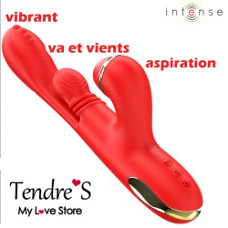 RABBIT ROUGE KATHY VA ET VIENTS VIBRATIONS ET ASPIRATION AVEC EMBOUTS DE INTENSE