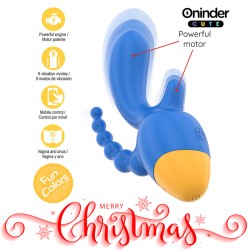 Love toys LOVE 3 SOME TRIPLE VIBRATEURS AVEC APPLI BLEU JAUNE DE ONINDER CUTE